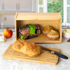 Bambus-Brotkasten mit Schneidebrett-Tür – Bild 2