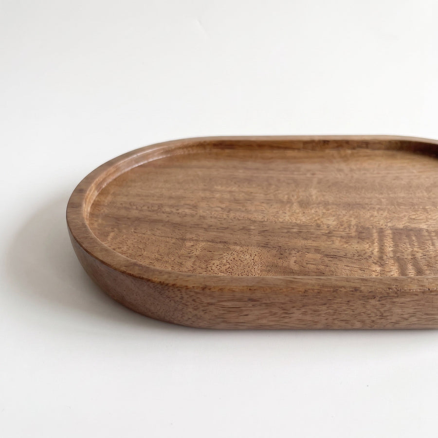 Serviertablett-Set aus Holz, oval, 3-teilig