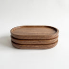 Serviertablett-Set aus Holz, oval, 3-teilig – Bild 1