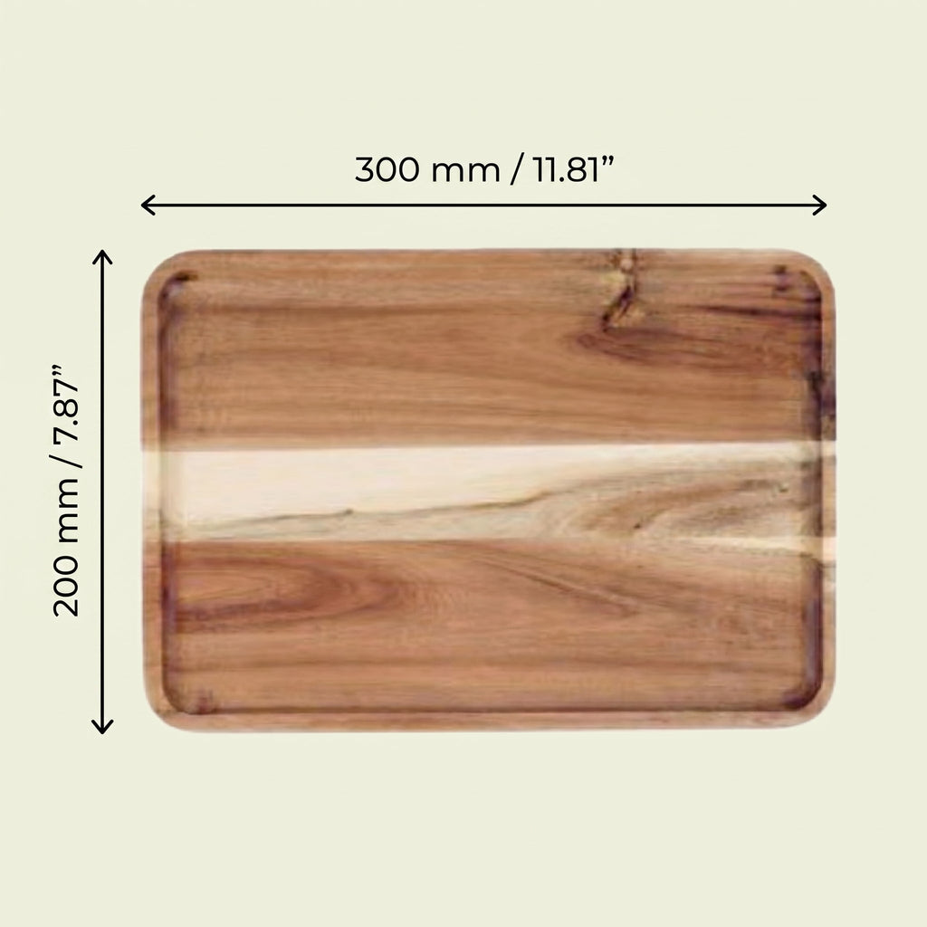 Serviertablett aus Akazienholz mit abgeschrägtem Rand – Bild 9